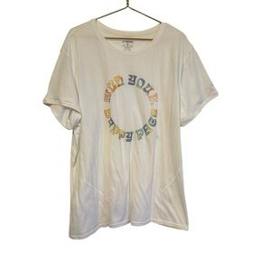 Brooks Women’s Distance Short Sleeve Tee Shirt White Find Your Happy Pace XL